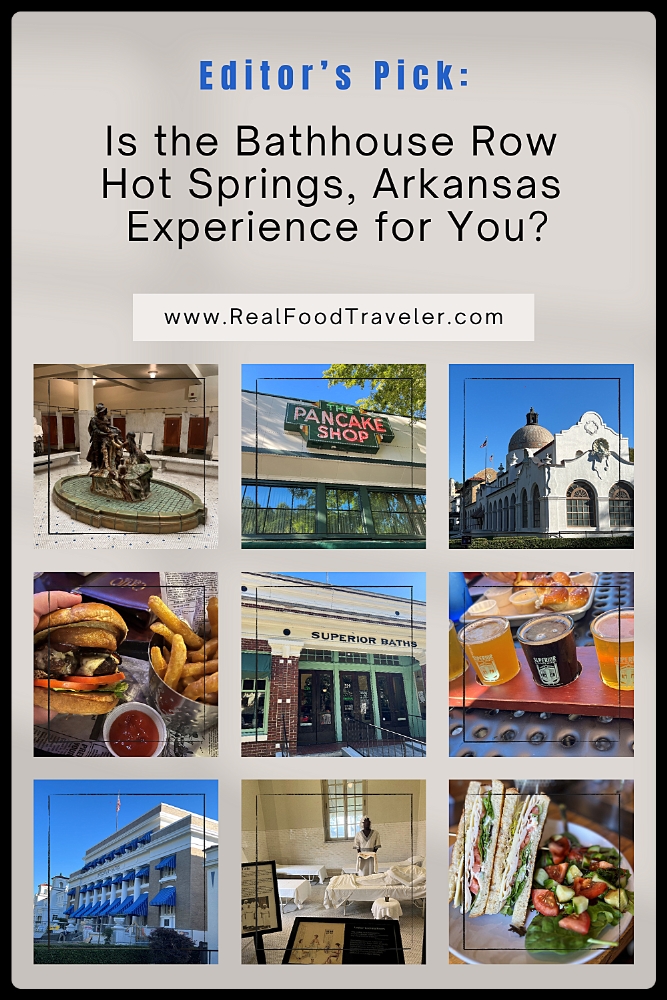 Images from the bathhouse row hot springs, Arkansas for Pinterest.
