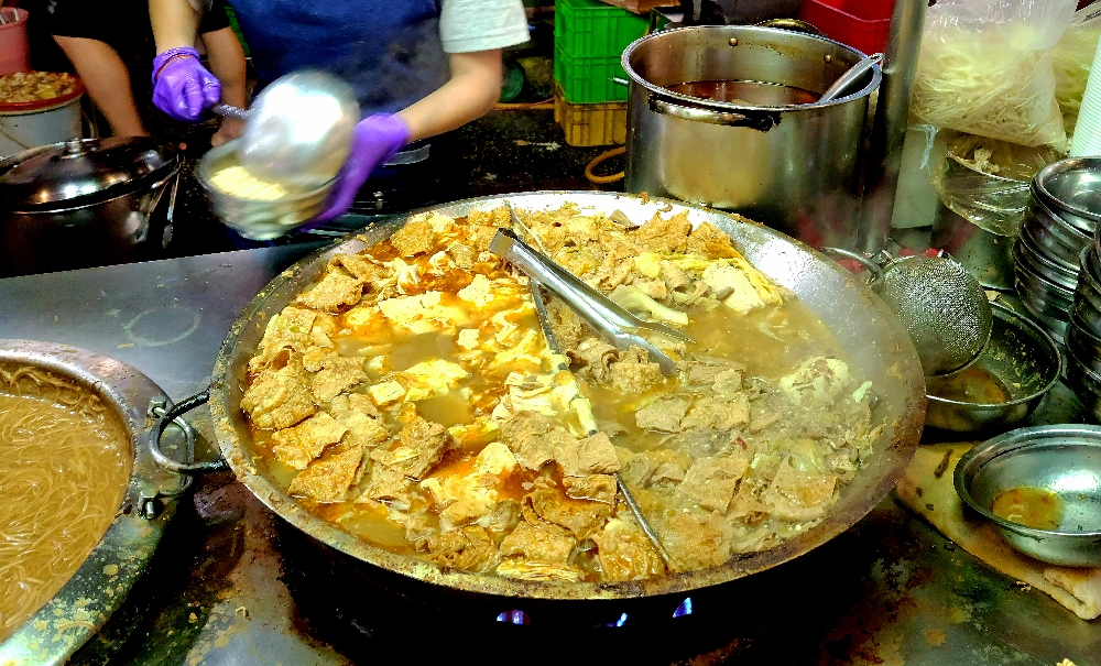 Stinky Tofu Soup with Duck Blood Curd at the Taiwan Night Market.
