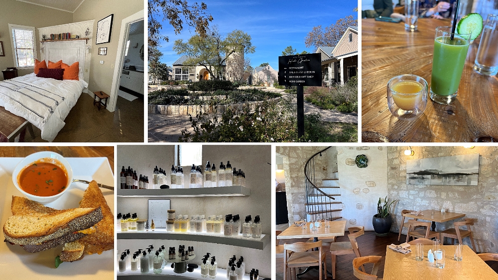 Hill Country Herb Garden lodging, scenery, and restaurant images.