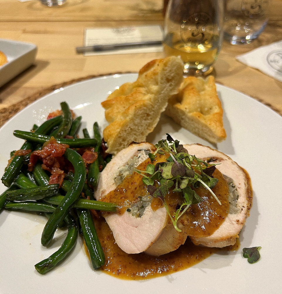 Seville Orange Green Beans served with turkey and focaccia at Fisher & Wieser's Cooking School.