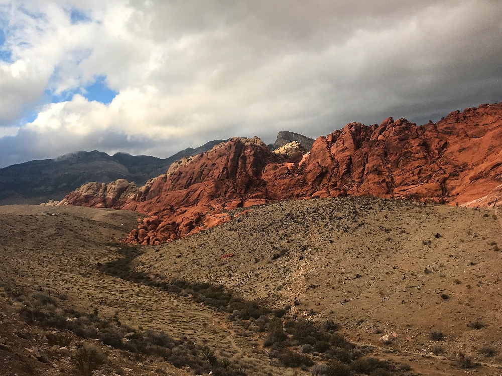 View of the Red Rock Canyon National Recreation Area outdoors in Las Vegas.