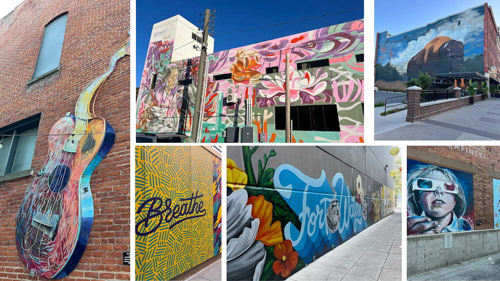 Public art on buildings in downtown Fort Wayne, IN