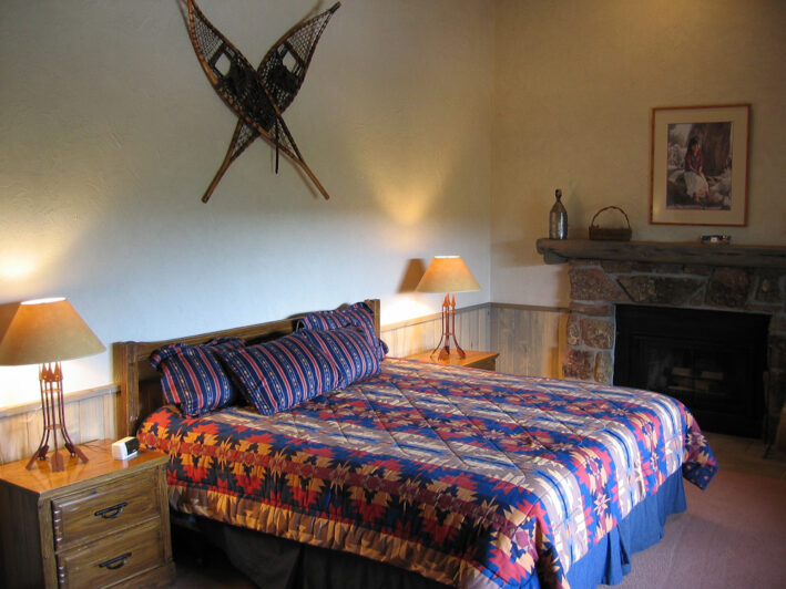 Cabin interior at Bar lazy J Guest Ranch in Colorado.