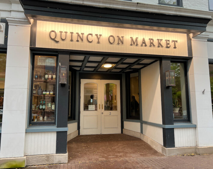 The exterior of Quincy on Market, home to FLX Provisions and QuincyExchange, Corning, New York.