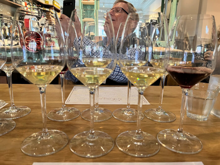 Wine tasting at FLX Provisions, Corning, New York.