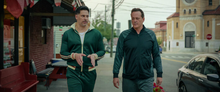 Nonnas. (L-R) Joe Manganiello as Bruno and Vince Vaughn as Joe Scaravella in Nonnas. Cr. Netflix © 2025.