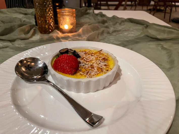 Coconut Crème Brulee at The Terrace at the Buccaneer.