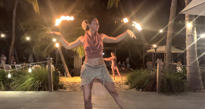 Flame Dancers at the Mermaid Restaurant at the Buccaneer St. Croix.