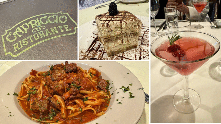 Collage of images from Capriccio's Ristorante.