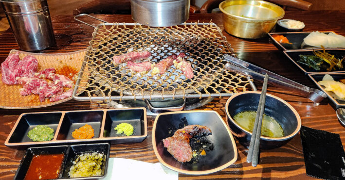 A Korean Barbecue at Daehwa Sanjang Restaurant in Gyeongju.
