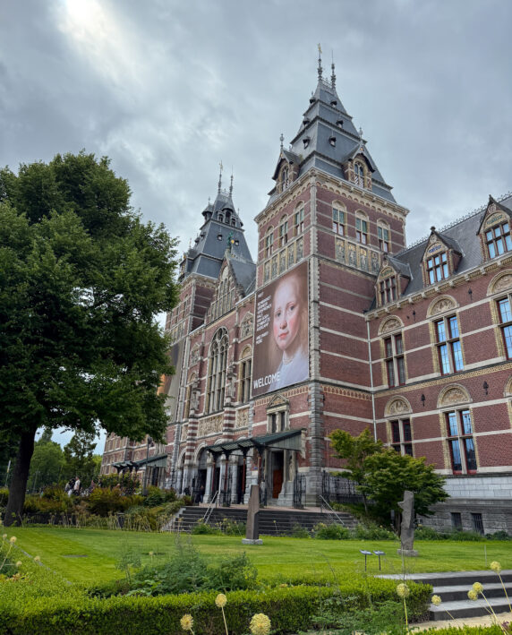 Rijks Museum exterior in Amsterdam.