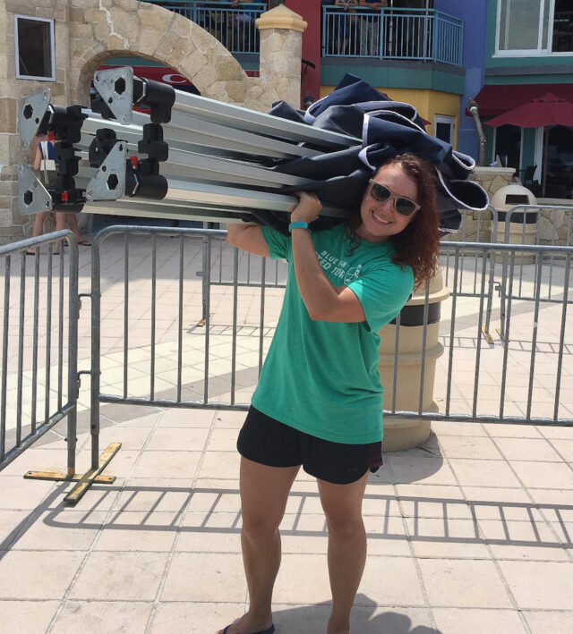 Kristen Slater of Team Player Productions, working at an event.