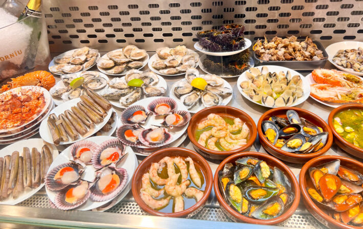 Shopping for food in the Mercado in Madrid.
