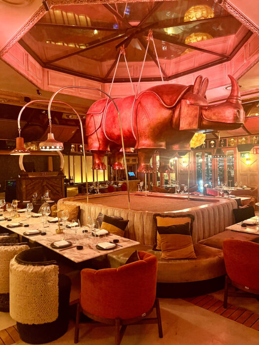 The interior of SLVJ restaurant in Madrid.