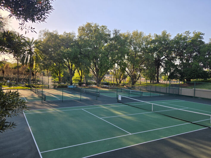 Mission Resort has tennis and pickleball courts.