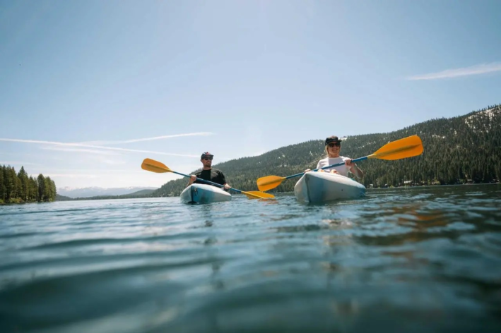 Kayakers on lake. Photo courtesy of Visit Truckee-Tahoe.