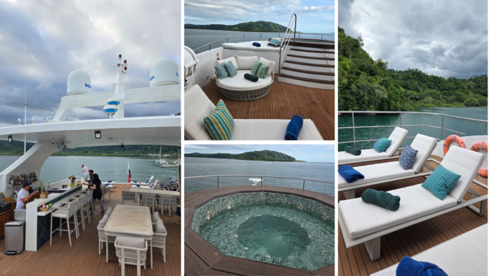 Scenes from the decks of the luxury yacht.