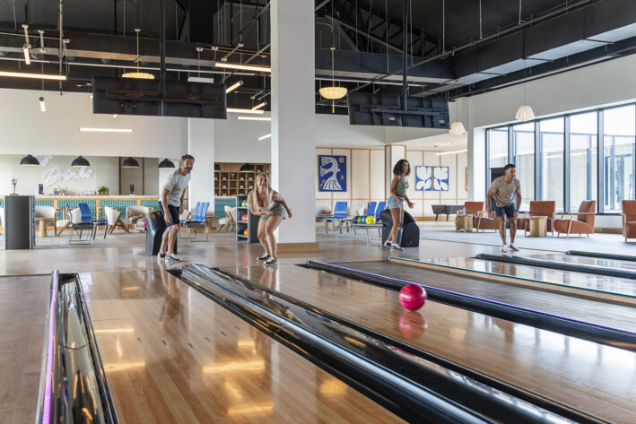 Bowling alleys are part of the fun and games at Ocean Allure.