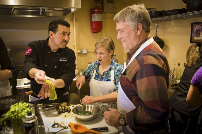 Students in Santa Fe School of Cooking Class