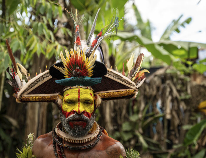 Huli wigmen in Papua New Guinea are known for their unique headdress.